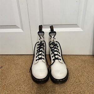 Dr. Martens White Lace Up Boots